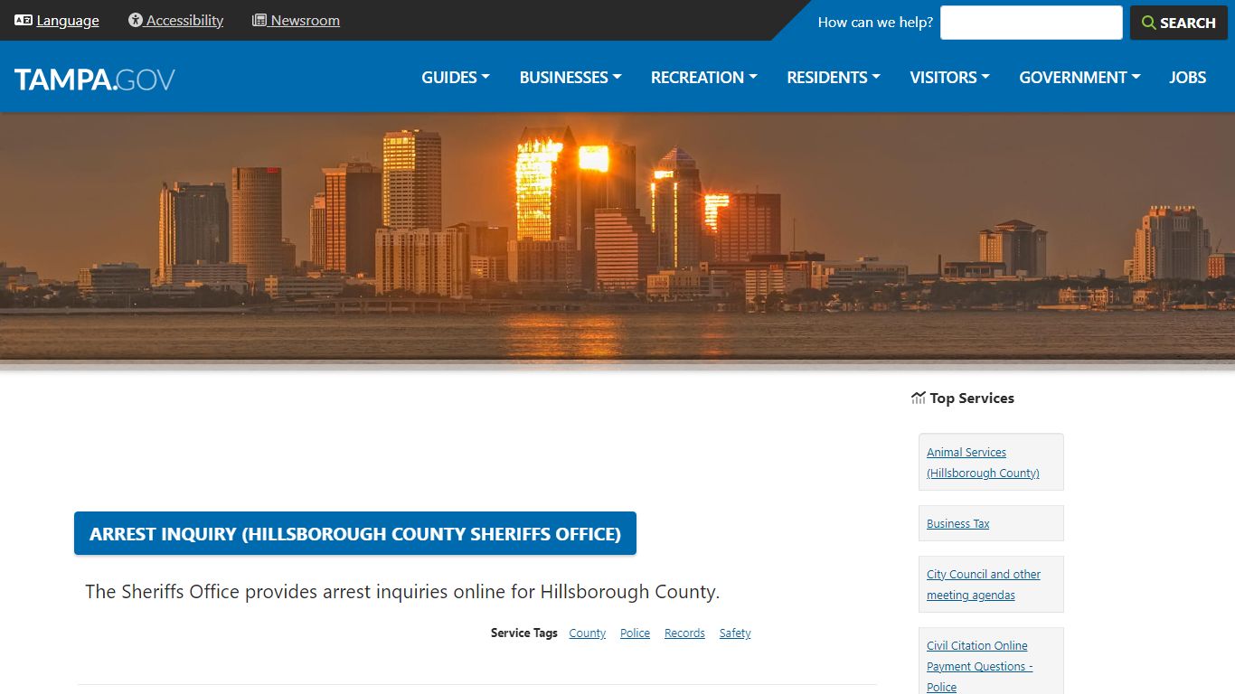 Arrest Inquiry (Hillsborough County Sheriffs Office)